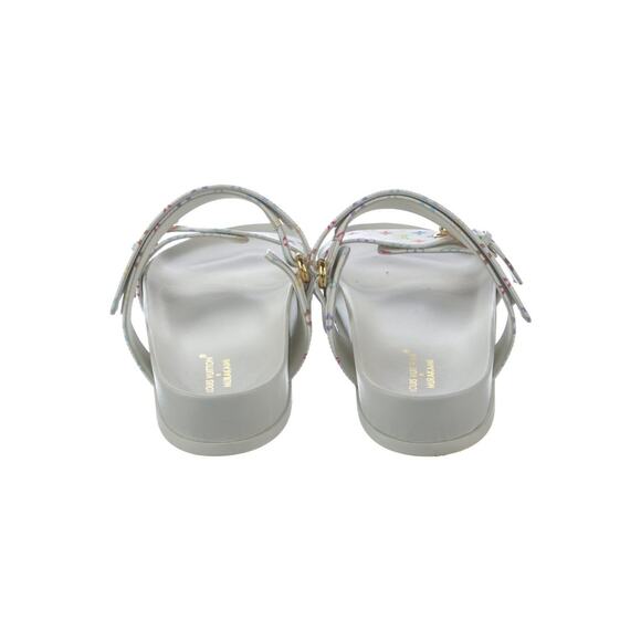 Louis Vuitton White Multicolore LV Monogram Leather Printed Sandals 40 sz - Picture 3 of 5